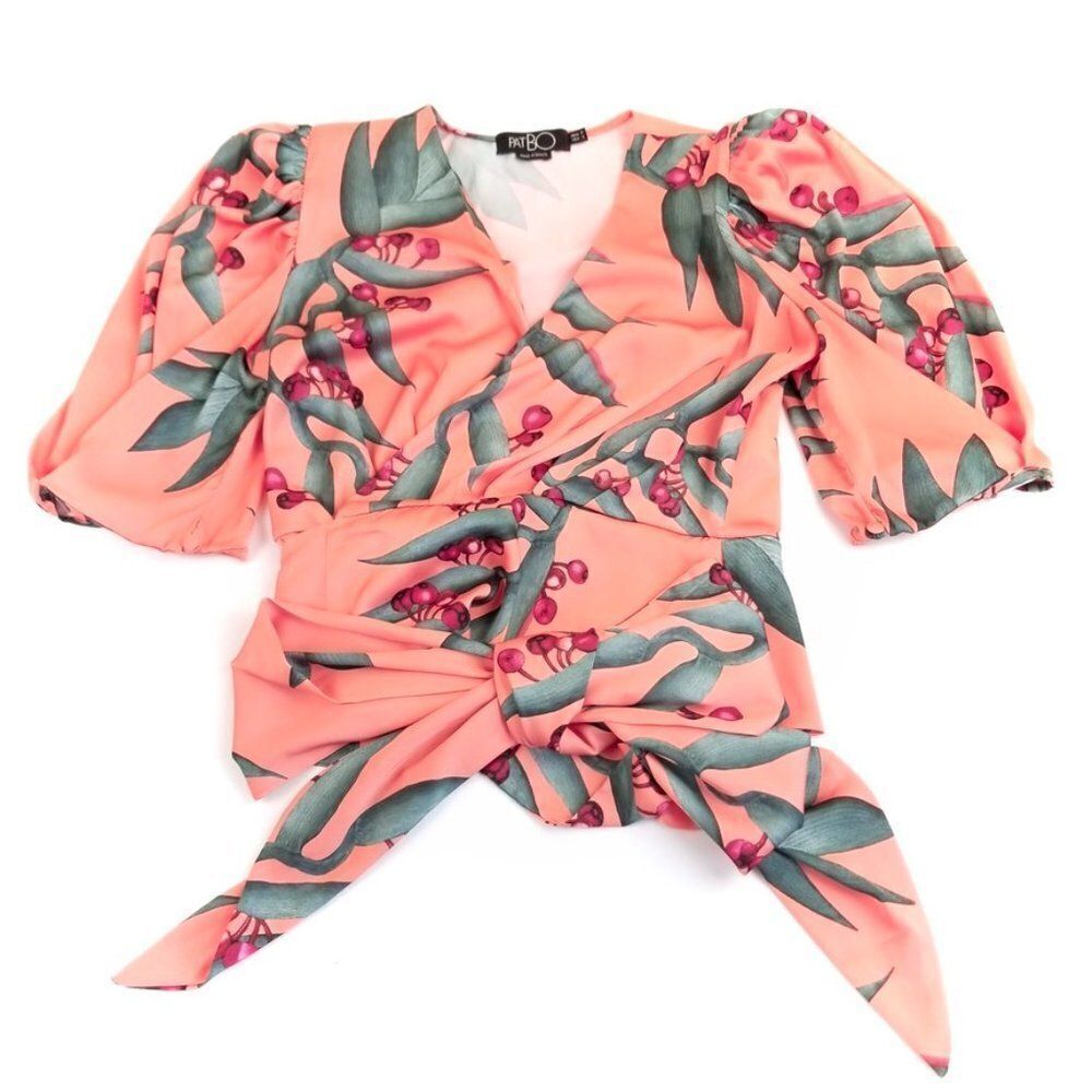 NWT PatBO Heliconia Coral Wrap Top and Maxi Wrap Skirt Matching Set Small Resort - Picture 4 of 16